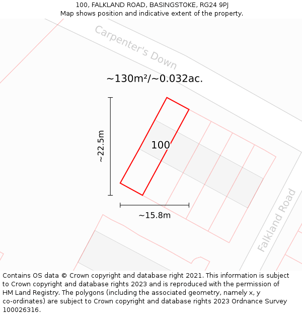 100, FALKLAND ROAD, BASINGSTOKE, RG24 9PJ: Plot and title map