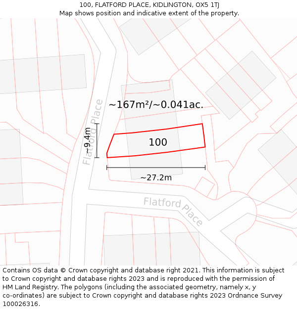 100, FLATFORD PLACE, KIDLINGTON, OX5 1TJ: Plot and title map