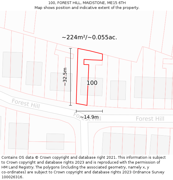 100, FOREST HILL, MAIDSTONE, ME15 6TH: Plot and title map