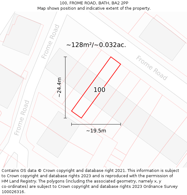 100, FROME ROAD, BATH, BA2 2PP: Plot and title map