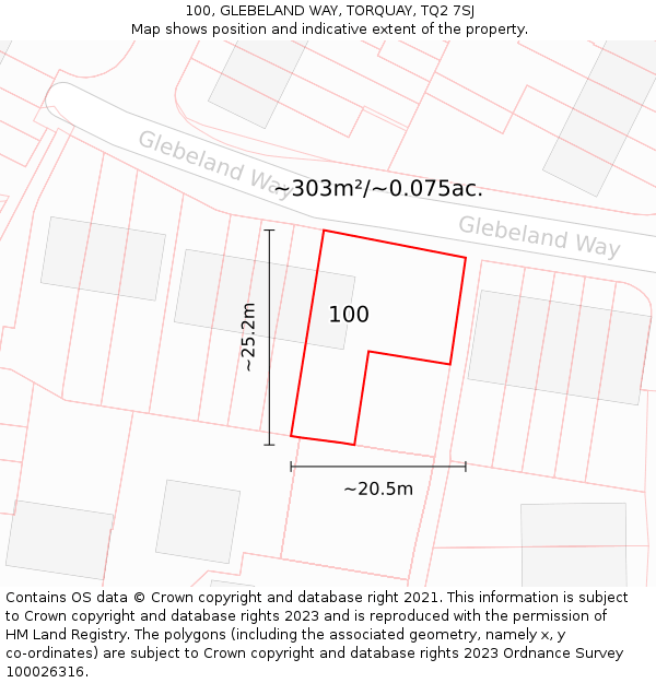 100, GLEBELAND WAY, TORQUAY, TQ2 7SJ: Plot and title map
