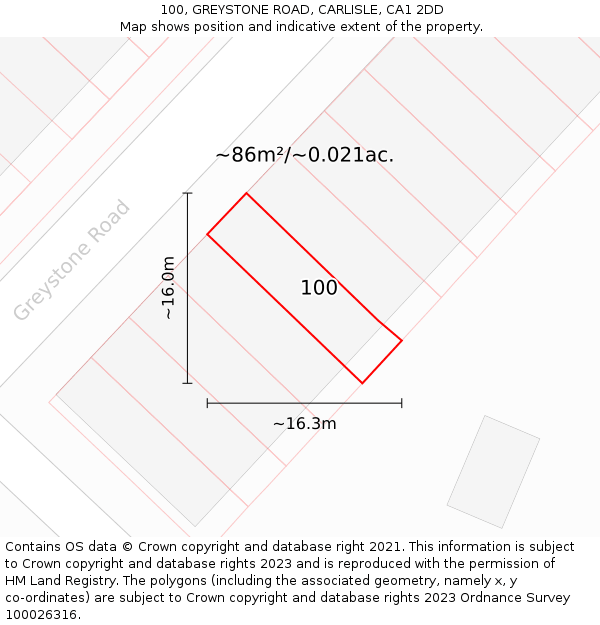 100, GREYSTONE ROAD, CARLISLE, CA1 2DD: Plot and title map