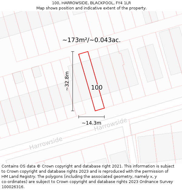100, HARROWSIDE, BLACKPOOL, FY4 1LR: Plot and title map