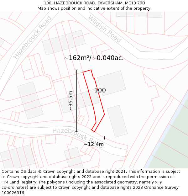 100, HAZEBROUCK ROAD, FAVERSHAM, ME13 7RB: Plot and title map