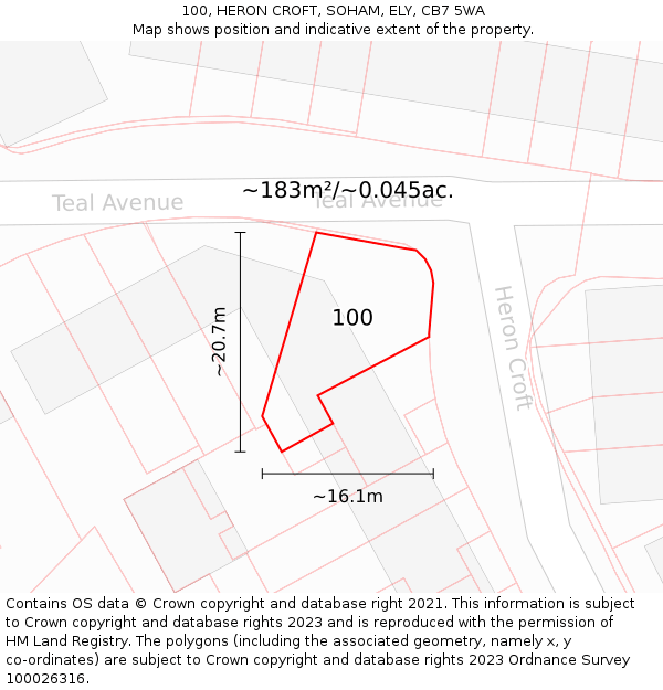100, HERON CROFT, SOHAM, ELY, CB7 5WA: Plot and title map