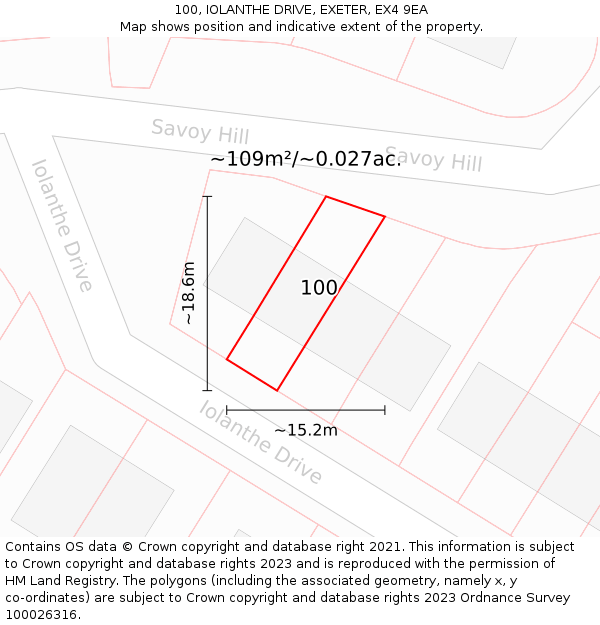 100, IOLANTHE DRIVE, EXETER, EX4 9EA: Plot and title map