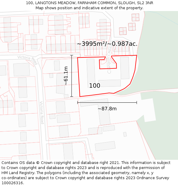 100, LANGTONS MEADOW, FARNHAM COMMON, SLOUGH, SL2 3NR: Plot and title map