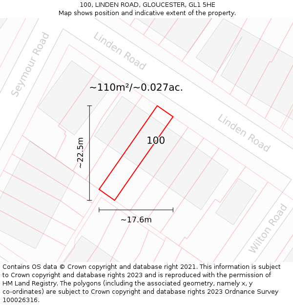 100, LINDEN ROAD, GLOUCESTER, GL1 5HE: Plot and title map