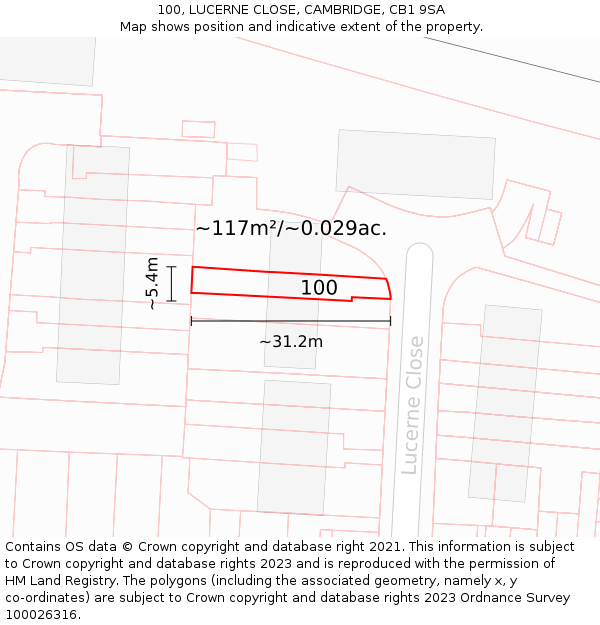 100, LUCERNE CLOSE, CAMBRIDGE, CB1 9SA: Plot and title map
