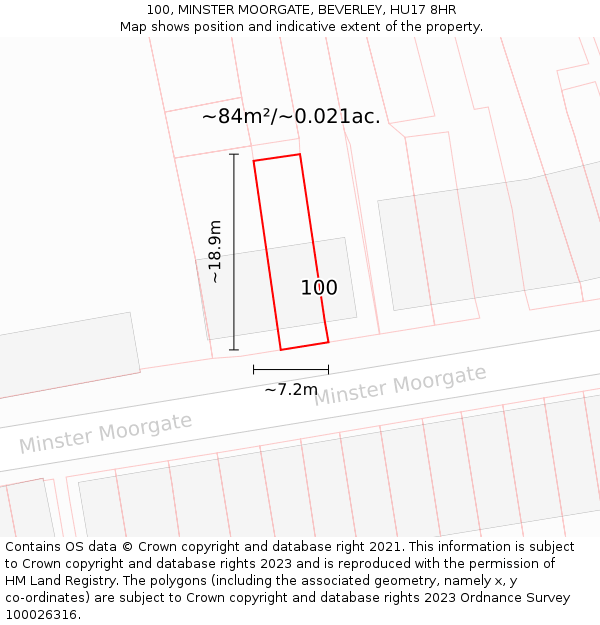 100, MINSTER MOORGATE, BEVERLEY, HU17 8HR: Plot and title map
