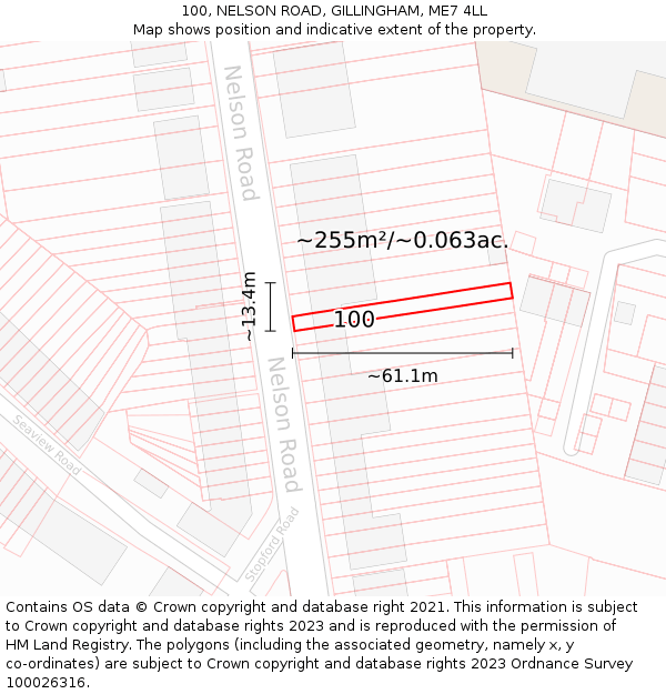 100, NELSON ROAD, GILLINGHAM, ME7 4LL: Plot and title map