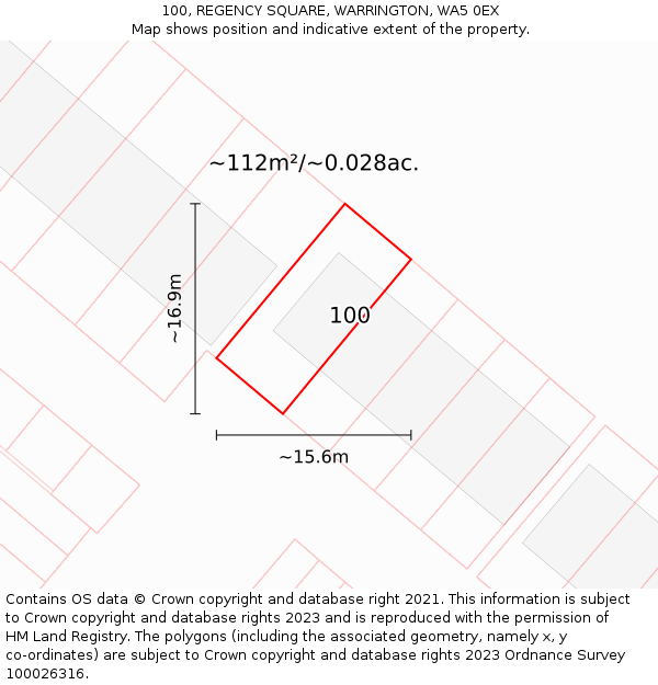 100, REGENCY SQUARE, WARRINGTON, WA5 0EX: Plot and title map