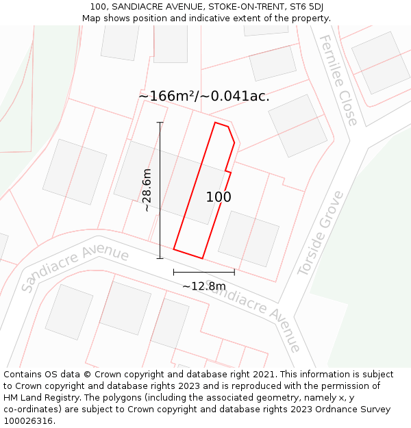 100, SANDIACRE AVENUE, STOKE-ON-TRENT, ST6 5DJ: Plot and title map