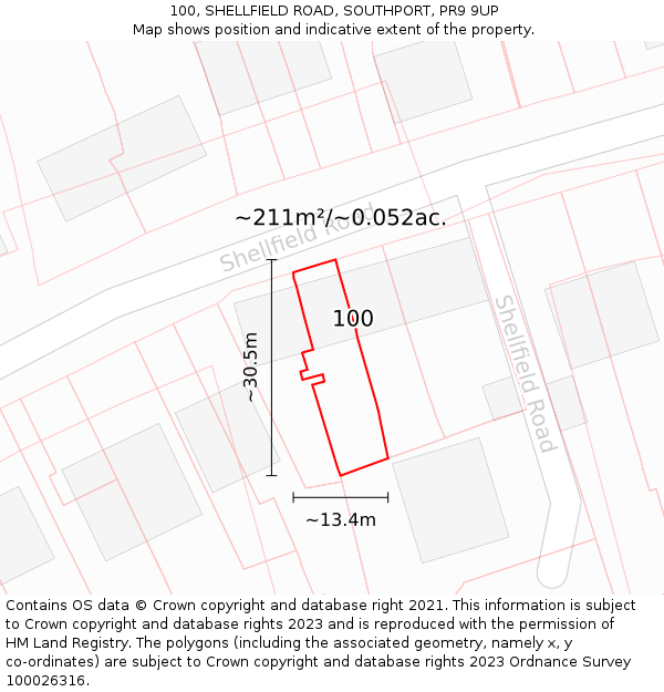 100, SHELLFIELD ROAD, SOUTHPORT, PR9 9UP: Plot and title map