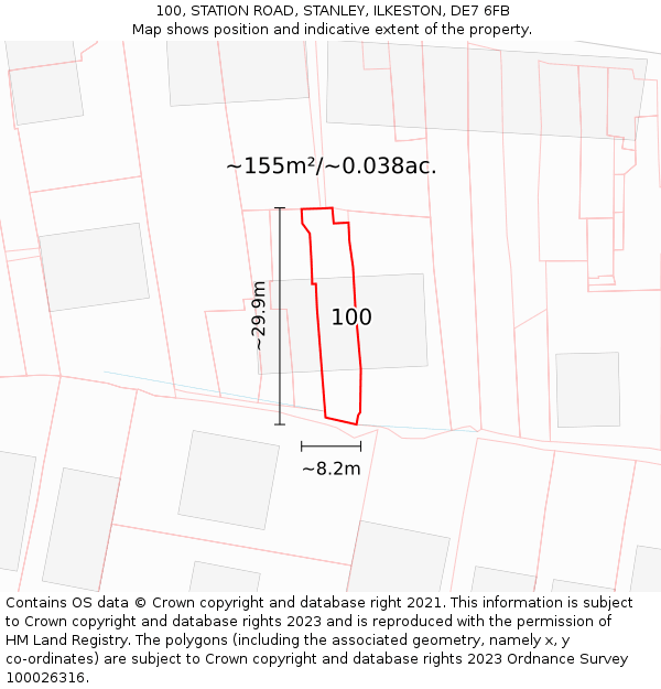 100, STATION ROAD, STANLEY, ILKESTON, DE7 6FB: Plot and title map