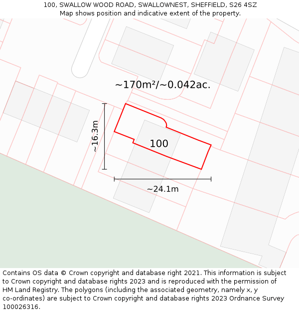 100, SWALLOW WOOD ROAD, SWALLOWNEST, SHEFFIELD, S26 4SZ: Plot and title map