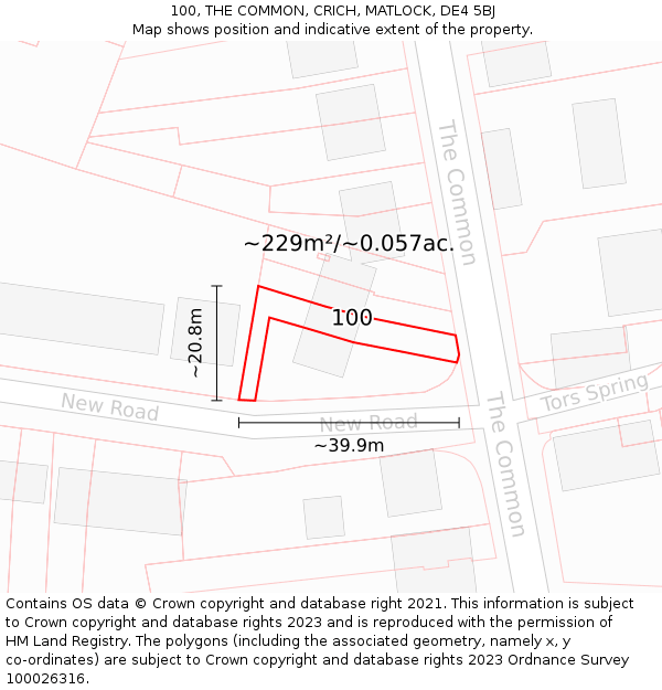 100, THE COMMON, CRICH, MATLOCK, DE4 5BJ: Plot and title map
