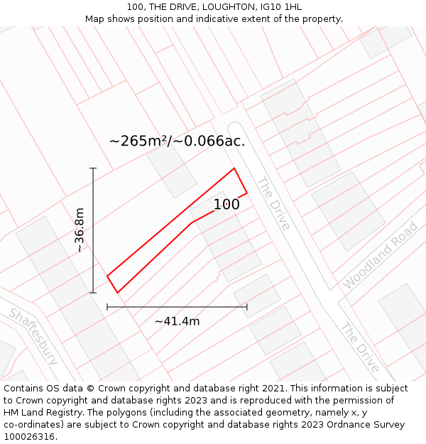 100, THE DRIVE, LOUGHTON, IG10 1HL: Plot and title map