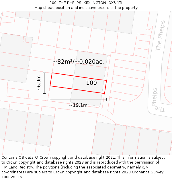 100, THE PHELPS, KIDLINGTON, OX5 1TL: Plot and title map
