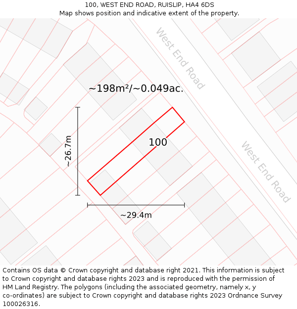100, WEST END ROAD, RUISLIP, HA4 6DS: Plot and title map