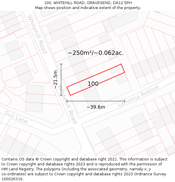 100, WHITEHILL ROAD, GRAVESEND, DA12 5PH: Plot and title map