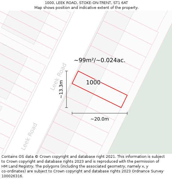 1000, LEEK ROAD, STOKE-ON-TRENT, ST1 6AT: Plot and title map