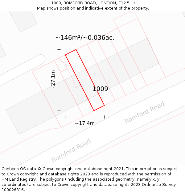 1009, ROMFORD ROAD, LONDON, E12 5LH: Plot and title map
