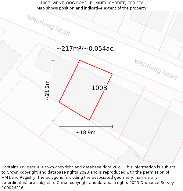 100B, WENTLOOG ROAD, RUMNEY, CARDIFF, CF3 3EA: Plot and title map