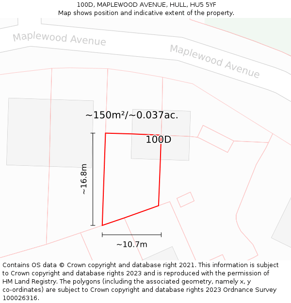 100D, MAPLEWOOD AVENUE, HULL, HU5 5YF: Plot and title map