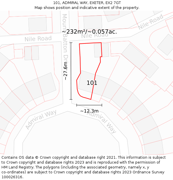 101, ADMIRAL WAY, EXETER, EX2 7GT: Plot and title map