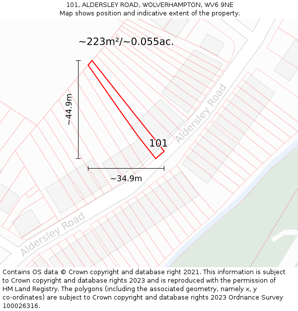 101, ALDERSLEY ROAD, WOLVERHAMPTON, WV6 9NE: Plot and title map