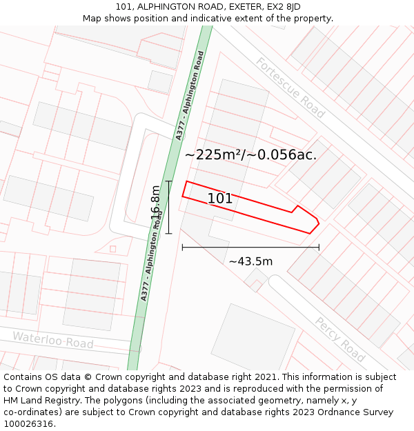 101, ALPHINGTON ROAD, EXETER, EX2 8JD: Plot and title map