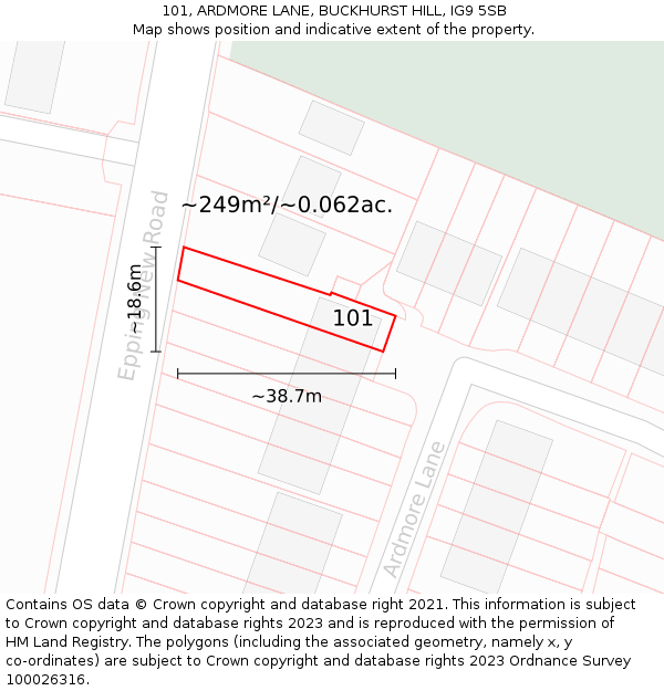 101, ARDMORE LANE, BUCKHURST HILL, IG9 5SB: Plot and title map
