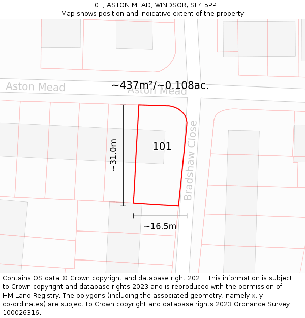 101, ASTON MEAD, WINDSOR, SL4 5PP: Plot and title map