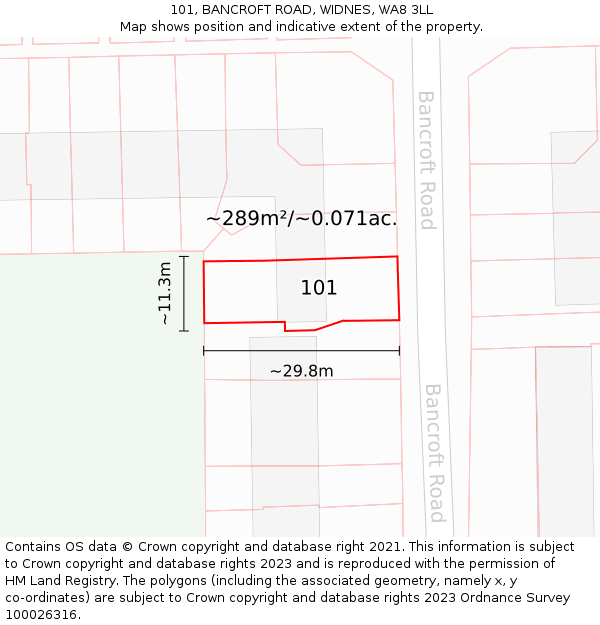 101, BANCROFT ROAD, WIDNES, WA8 3LL: Plot and title map