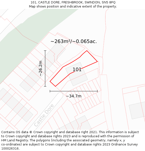 101, CASTLE DORE, FRESHBROOK, SWINDON, SN5 8PQ: Plot and title map