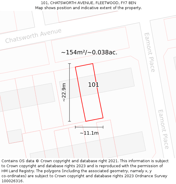 101, CHATSWORTH AVENUE, FLEETWOOD, FY7 8EN: Plot and title map