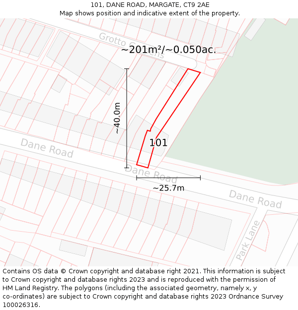 101, DANE ROAD, MARGATE, CT9 2AE: Plot and title map