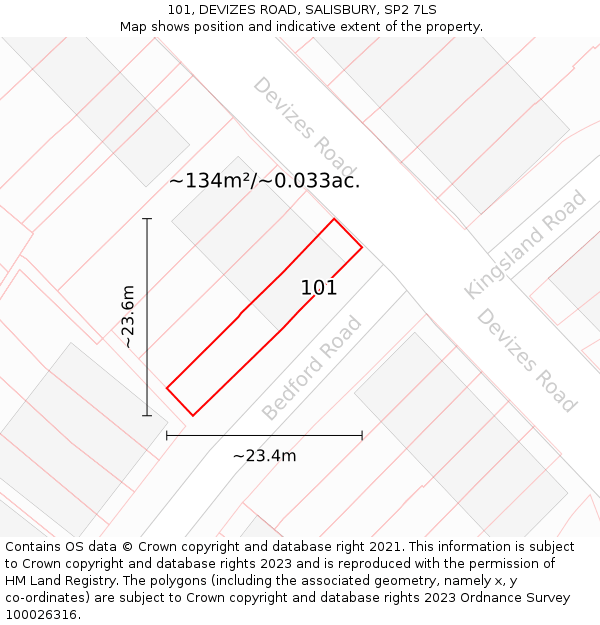 101, DEVIZES ROAD, SALISBURY, SP2 7LS: Plot and title map
