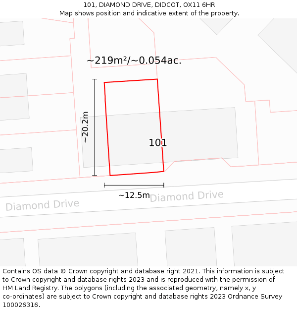 101, DIAMOND DRIVE, DIDCOT, OX11 6HR: Plot and title map