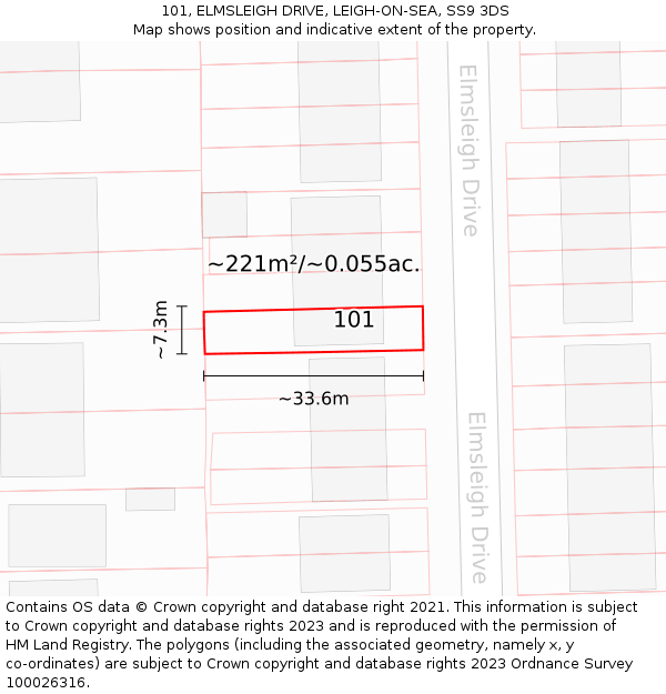 101, ELMSLEIGH DRIVE, LEIGH-ON-SEA, SS9 3DS: Plot and title map