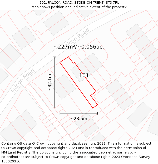 101, FALCON ROAD, STOKE-ON-TRENT, ST3 7FU: Plot and title map