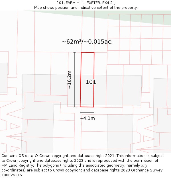 101, FARM HILL, EXETER, EX4 2LJ: Plot and title map