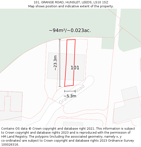101, GRANGE ROAD, HUNSLET, LEEDS, LS10 1SZ: Plot and title map