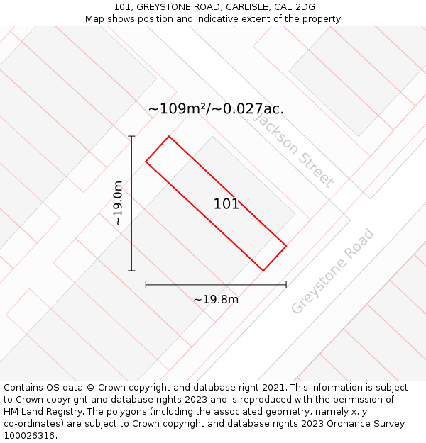 101, GREYSTONE ROAD, CARLISLE, CA1 2DG: Plot and title map