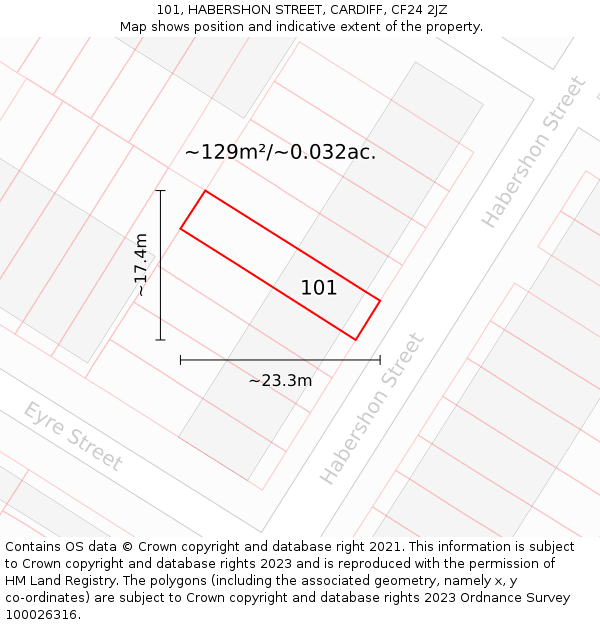101, HABERSHON STREET, CARDIFF, CF24 2JZ: Plot and title map