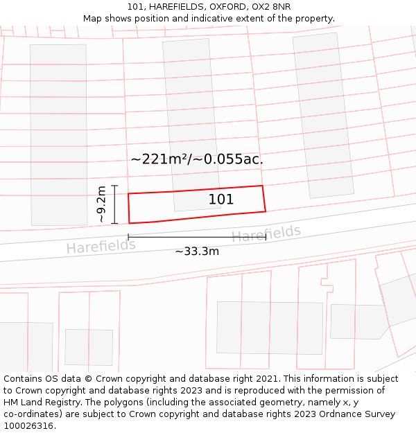 101, HAREFIELDS, OXFORD, OX2 8NR: Plot and title map