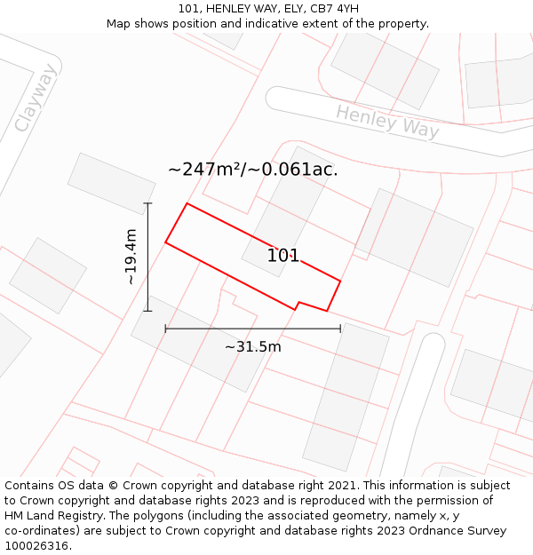 101, HENLEY WAY, ELY, CB7 4YH: Plot and title map