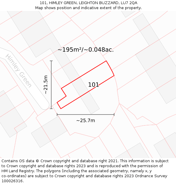 101, HIMLEY GREEN, LEIGHTON BUZZARD, LU7 2QA: Plot and title map