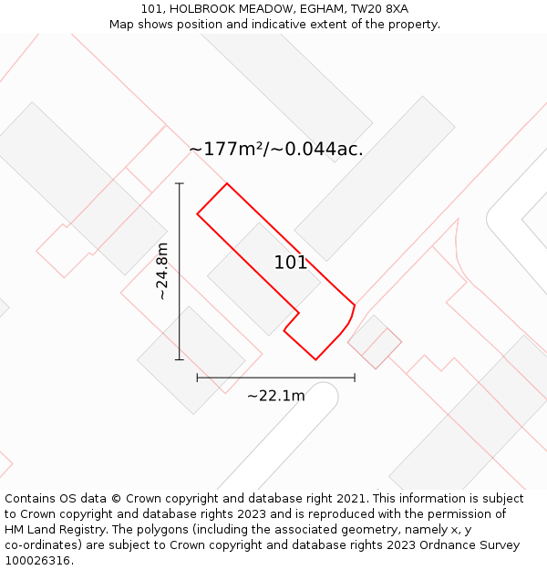 101, HOLBROOK MEADOW, EGHAM, TW20 8XA: Plot and title map